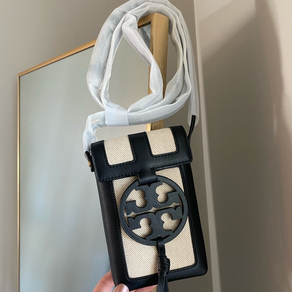 Tory Burch Miller Canvas Quadrant Phone Crossbody NEW